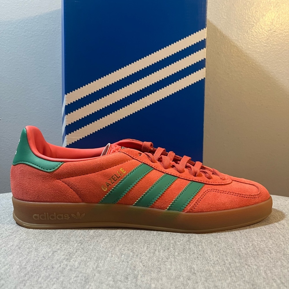 Adidas Originals Gazelle Indoor Sneakers Preloved Scarlet Green Men’s 9.5 JH5407 - Picture 2 of 11